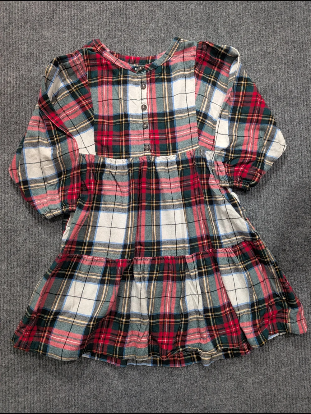 Old Navy Red and Green Plaid Button-Front Shirt Dress